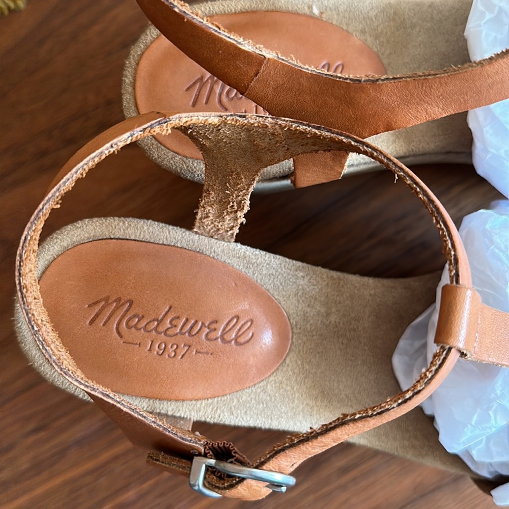 Gorgeous Madewell Brown Leather Platform Sandals Size 8 - Picture 3 of 6